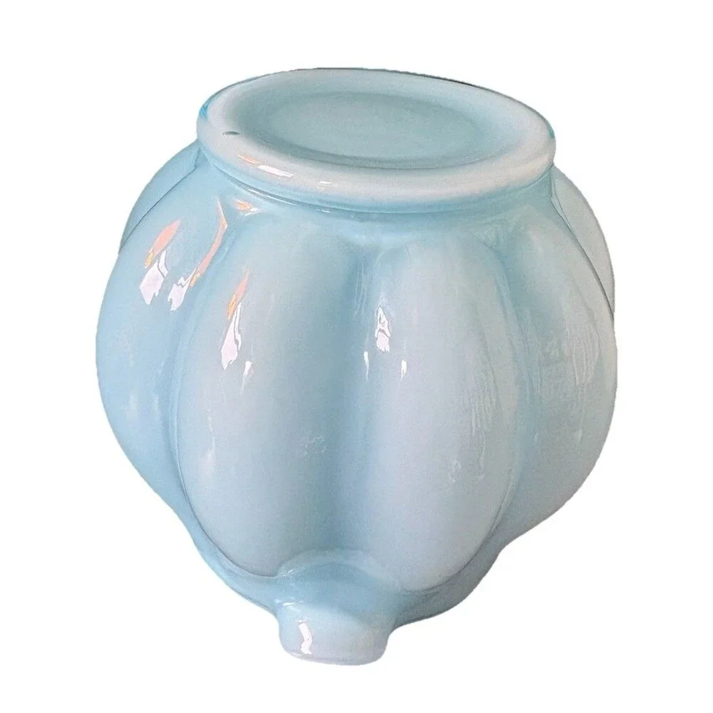 Vintage Fenton Melon Pattern Aqua Blue Glass Pitcher W/Applied Handle EXCELLENT - Picture 4 of 7